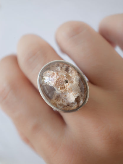 Pyrite in Garden Quartz Ring