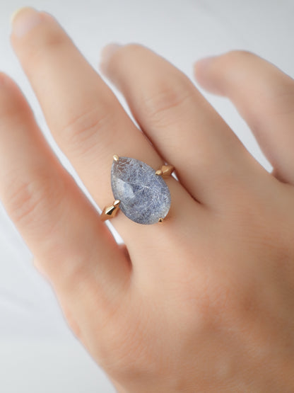 Dumortierite in Quartz Ring - 2