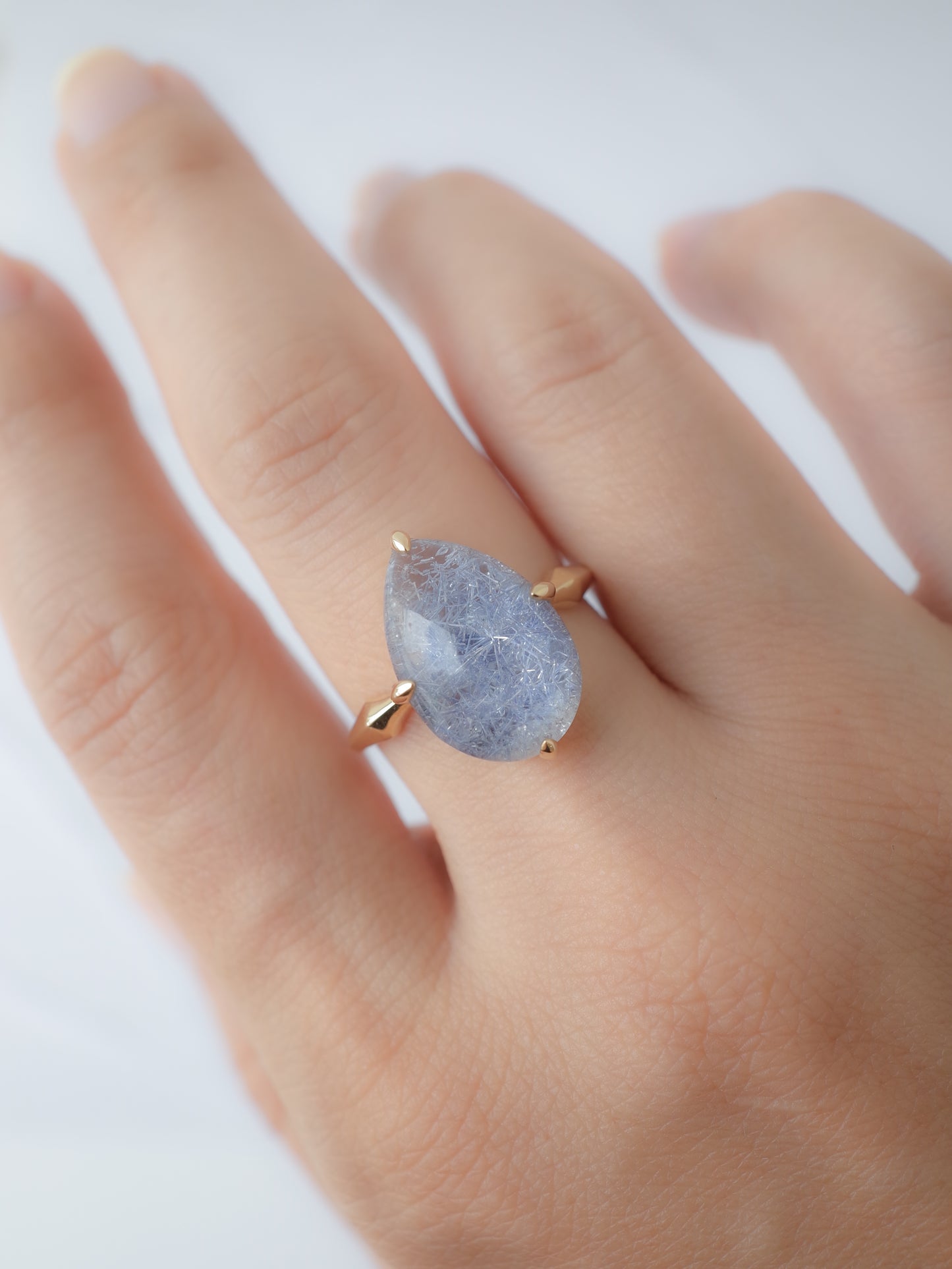 Dumortierite in Quartz Ring - 2