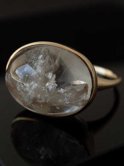 White Garden Quartz in Quartz Ring  - 1