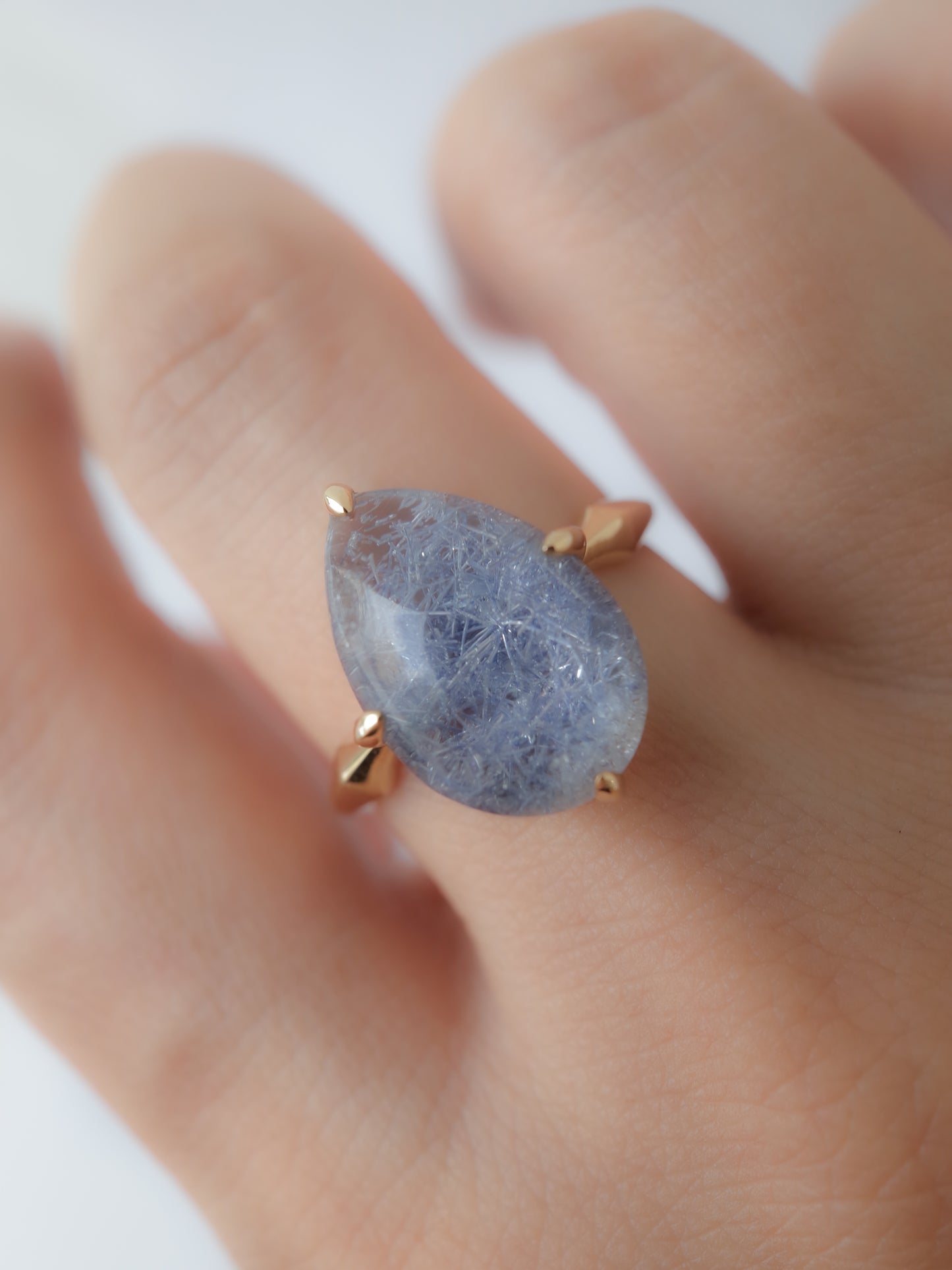 Dumortierite in Quartz Ring - 2