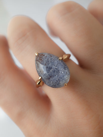 Dumortierite in Quartz Ring - 2