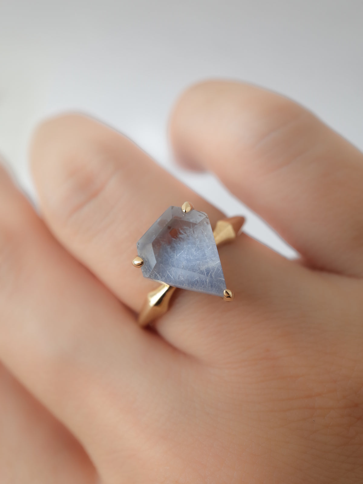Dumortierite in Quartz Ring - 1