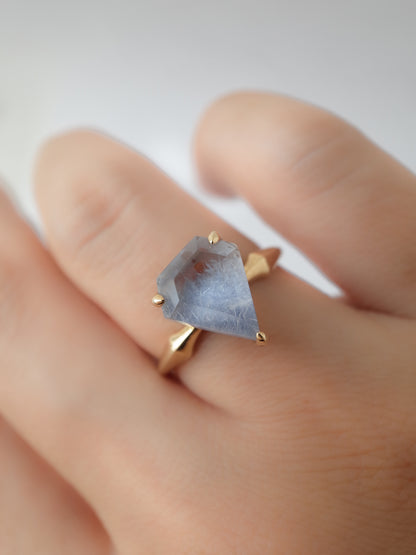 Dumortierite in Quartz Ring - 1