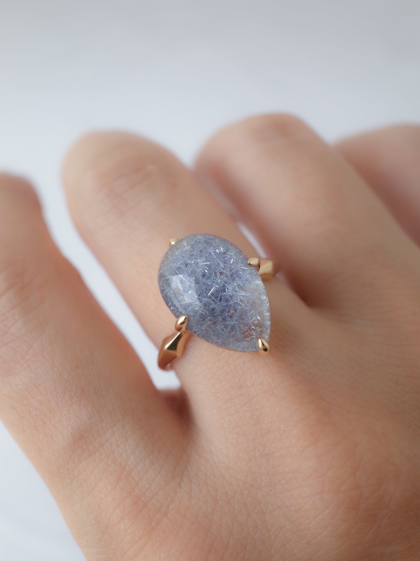 Dumortierite in Quartz Ring - 2