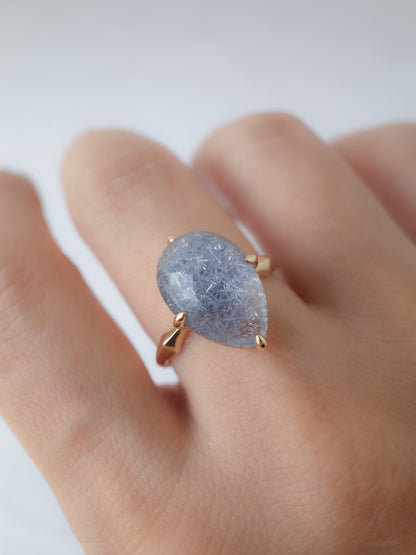 Dumortierite in Quartz Ring - 2
