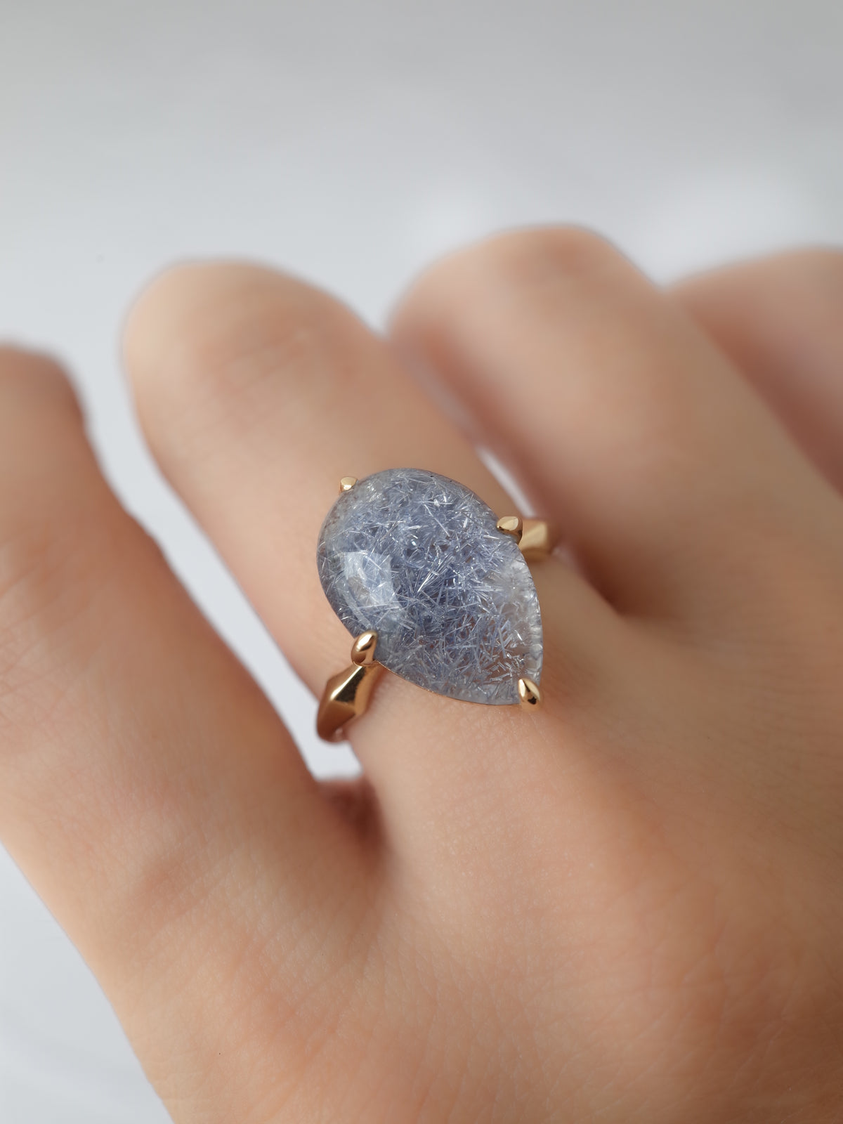 Dumortierite in Quartz Ring - 2