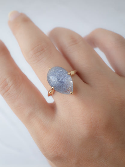 Dumortierite in Quartz Ring - 2