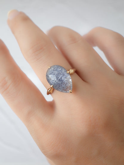 Dumortierite in Quartz Ring - 2