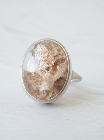 Pyrite in Garden Quartz Ring