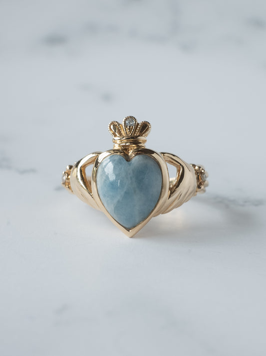 ITOIGAWA Blue Jadeite Claddagh Ring