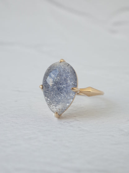 Dumortierite in Quartz Ring - 2