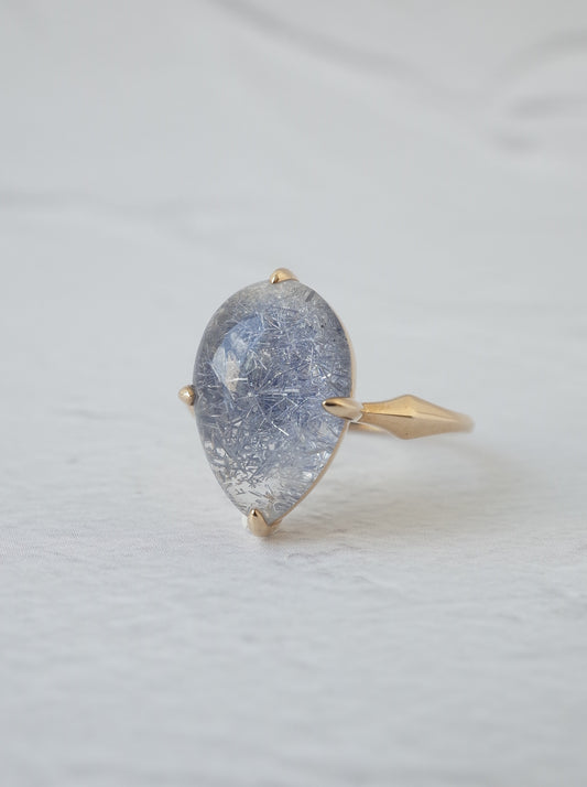 Dumortierite in Quartz Ring - 2