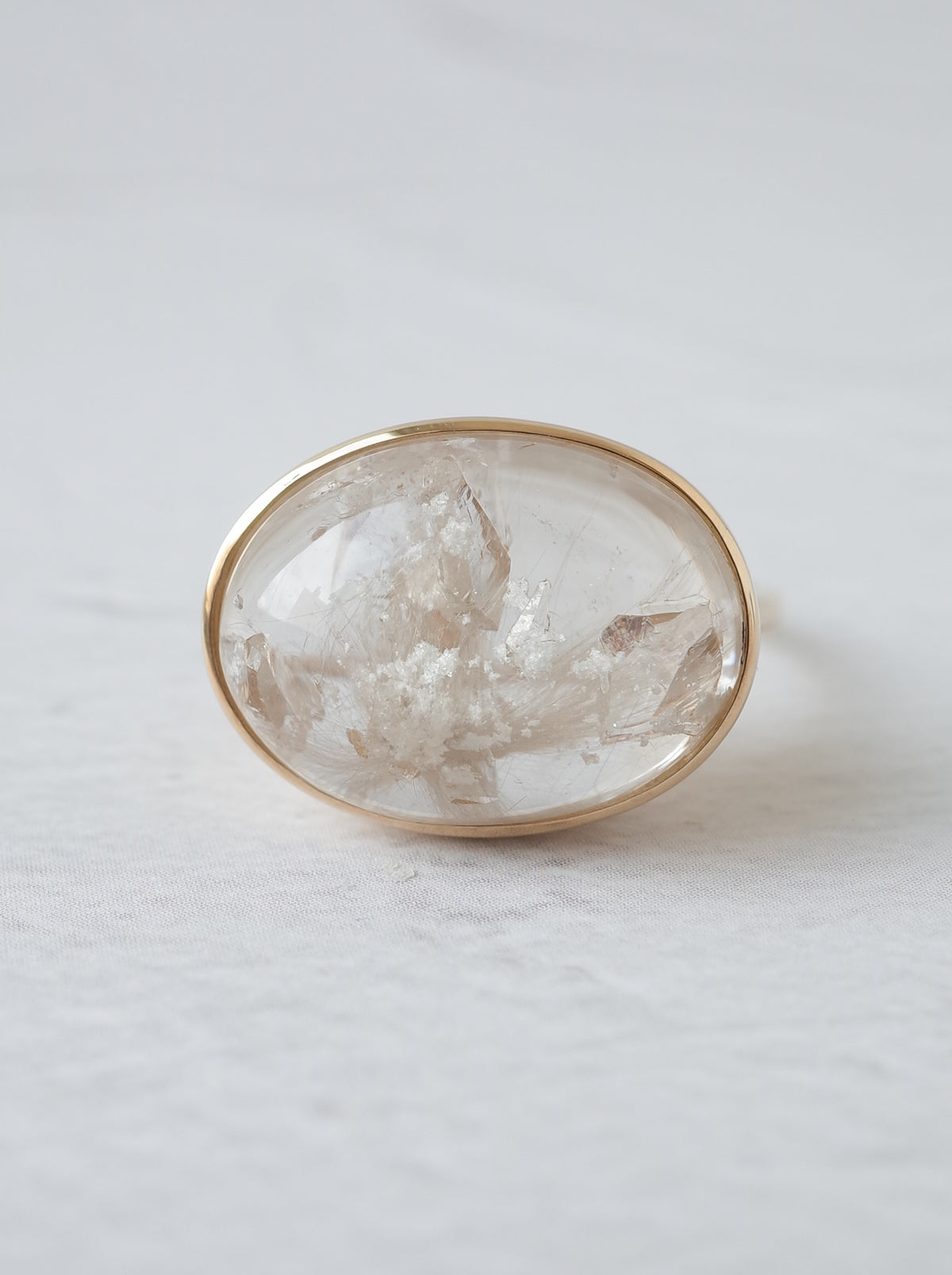 White Garden Quartz in Quartz Ring  - 1