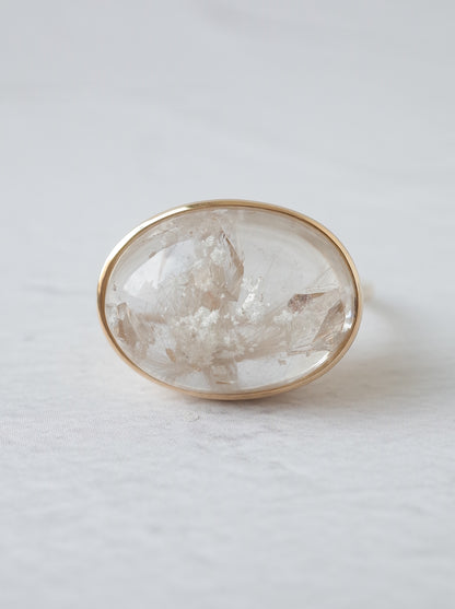 White Garden Quartz in Quartz Ring  - 1