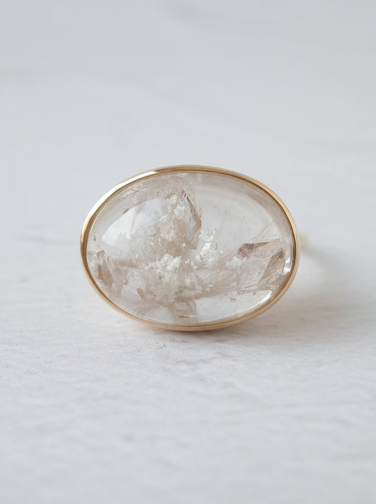 White Garden Quartz in Quartz Ring  - 1