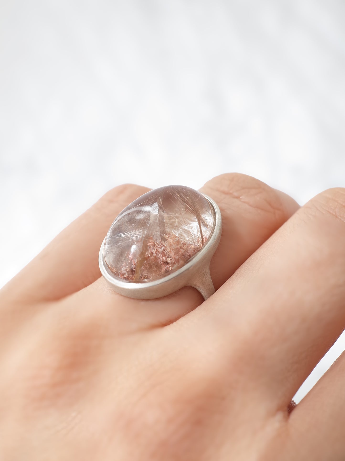 Pink Rutilated Garden Quartz Ring -2