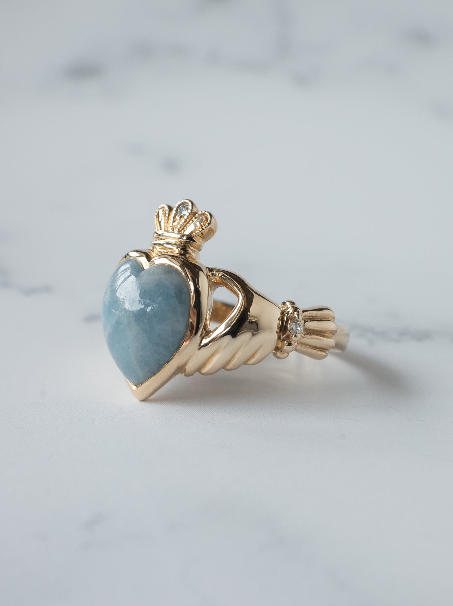 ITOIGAWA Blue Jadeite Claddagh Ring