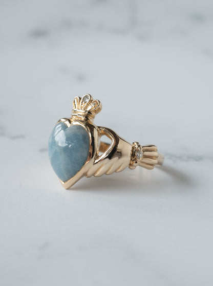 ITOIGAWA Blue Jadeite Claddagh Ring