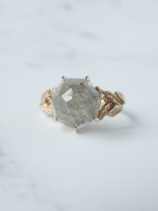 Silver Rutilated Quartz Ring / cut by CANNA