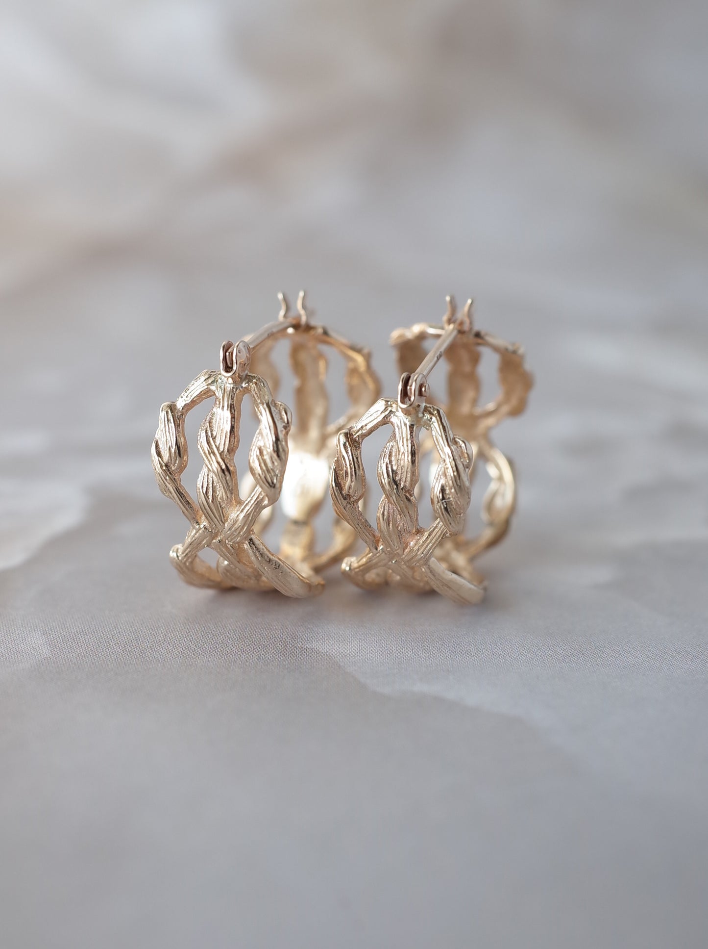 ARAN Hoop Earrings - K10YG -