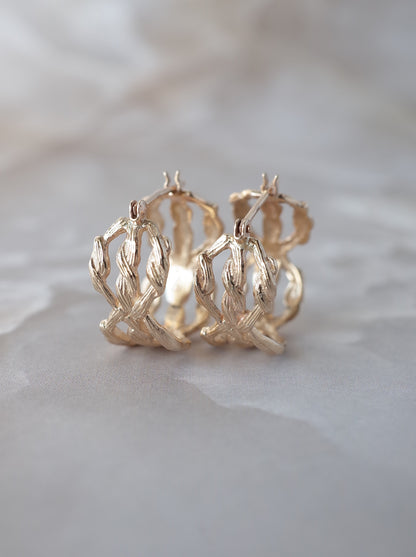 ARAN Hoop Earrings - K10YG -