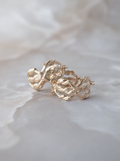 ARAN Hoop Earrings - K10YG -