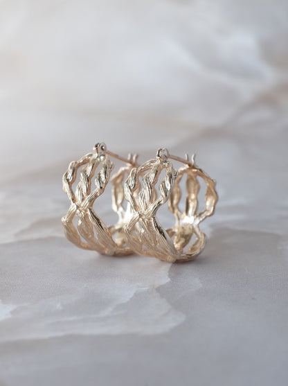 ARAN Hoop Earrings - K10YG -