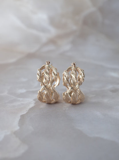 ARAN Hoop Earrings - K10YG -