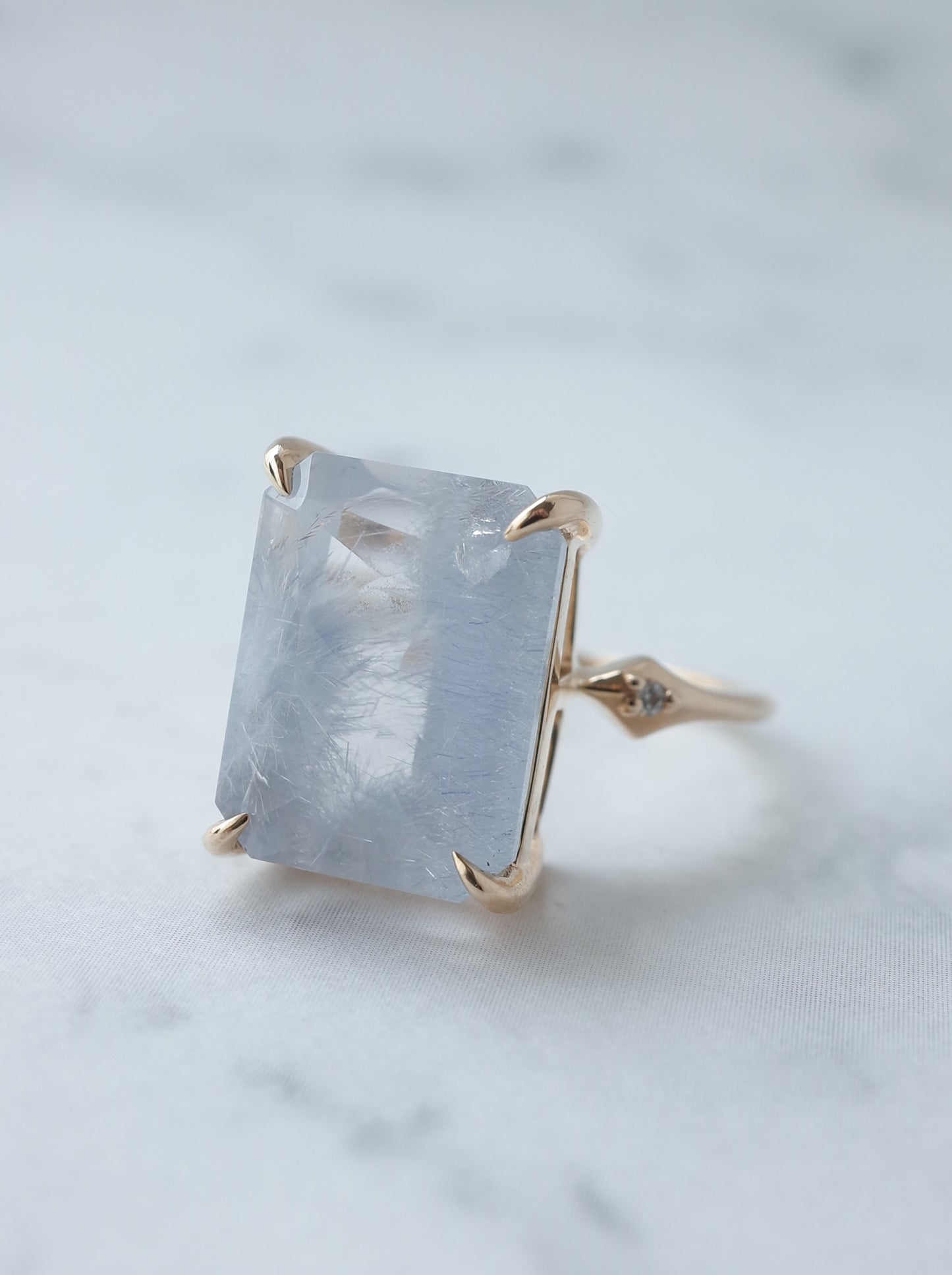 Dumorutierite in Quartz Ring cut by CANNA -2