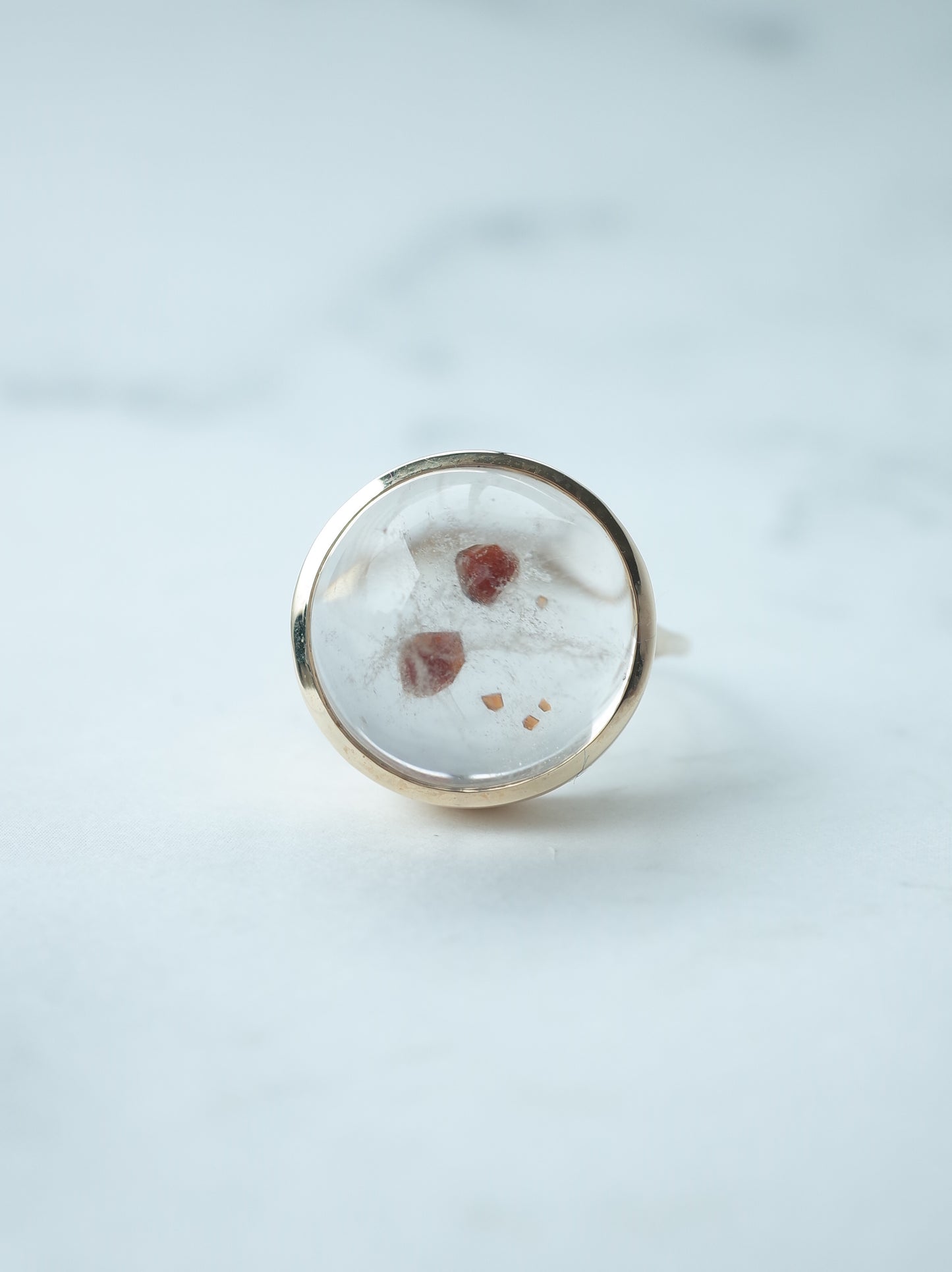 Garnet in Quartz Ring