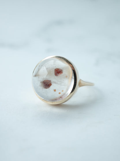 Garnet in Quartz Ring