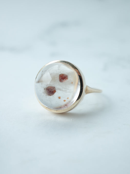Garnet in Quartz Ring
