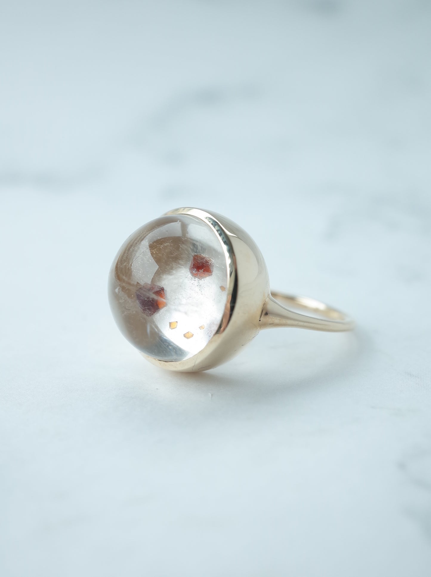 Garnet in Quartz Ring
