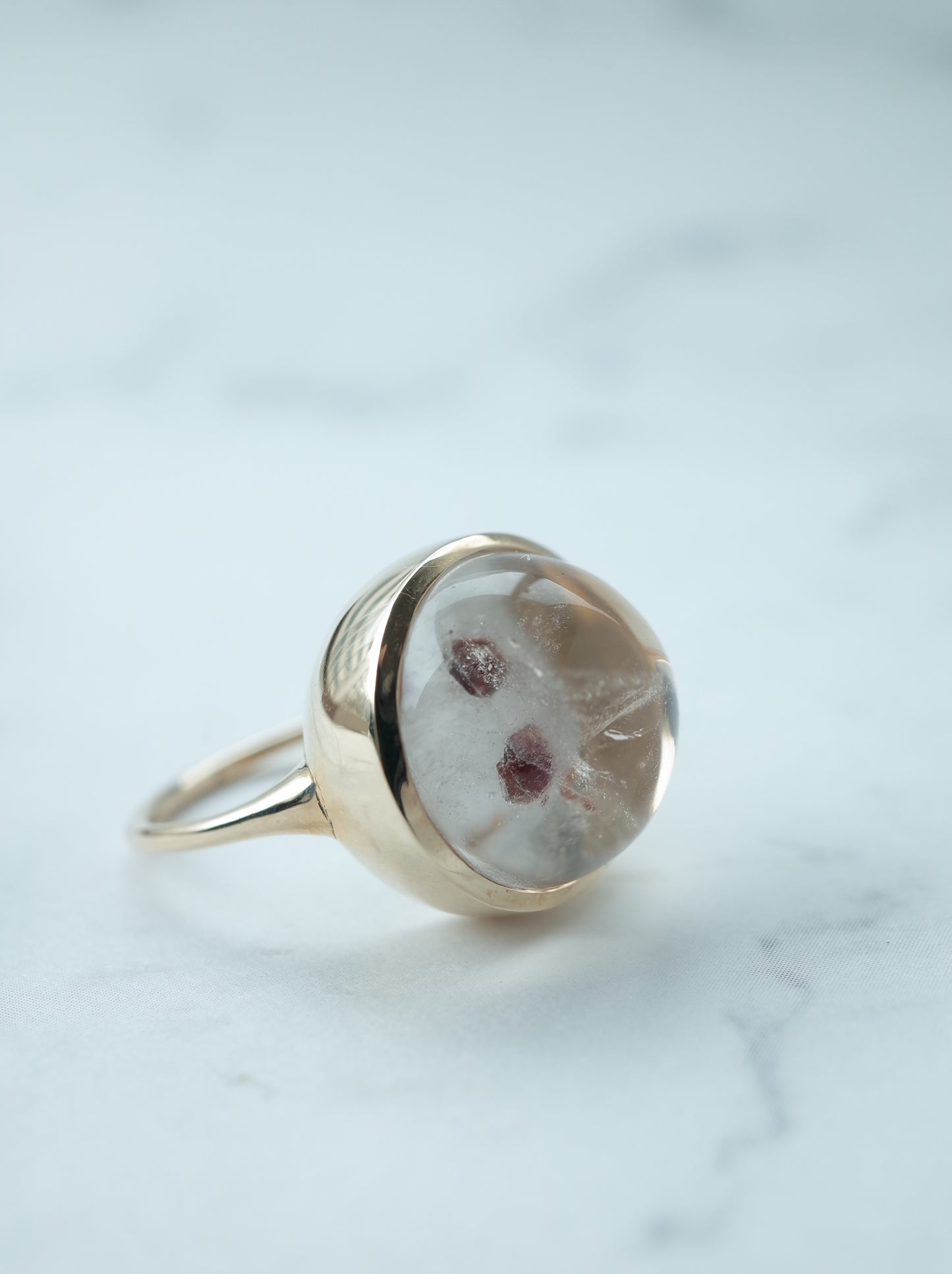 Garnet in Quartz Ring
