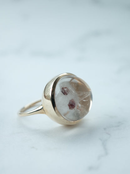 Garnet in Quartz Ring