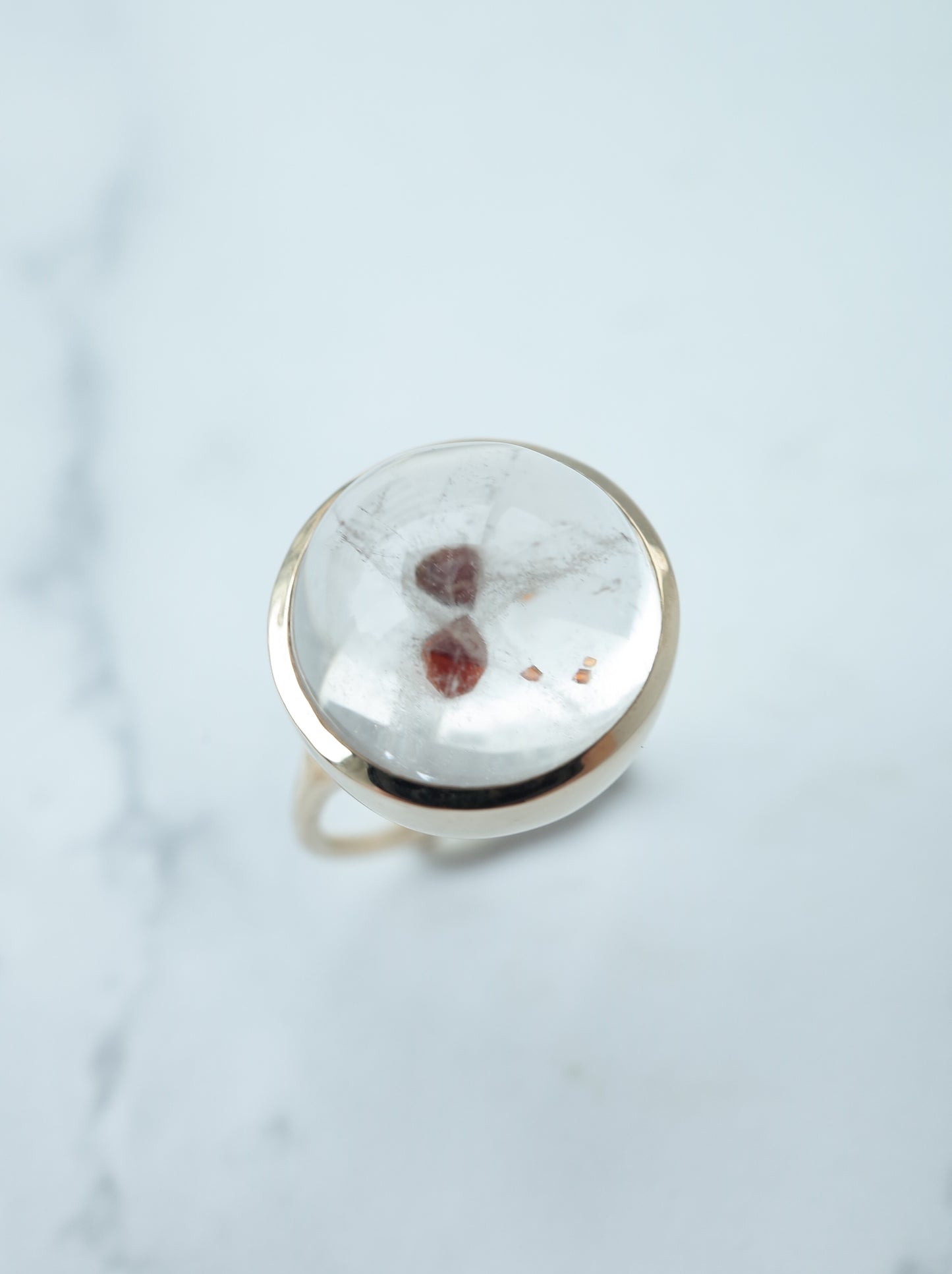 Garnet in Quartz Ring