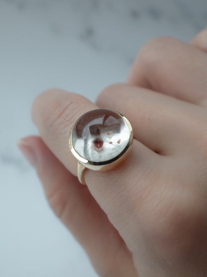 Garnet in Quartz Ring