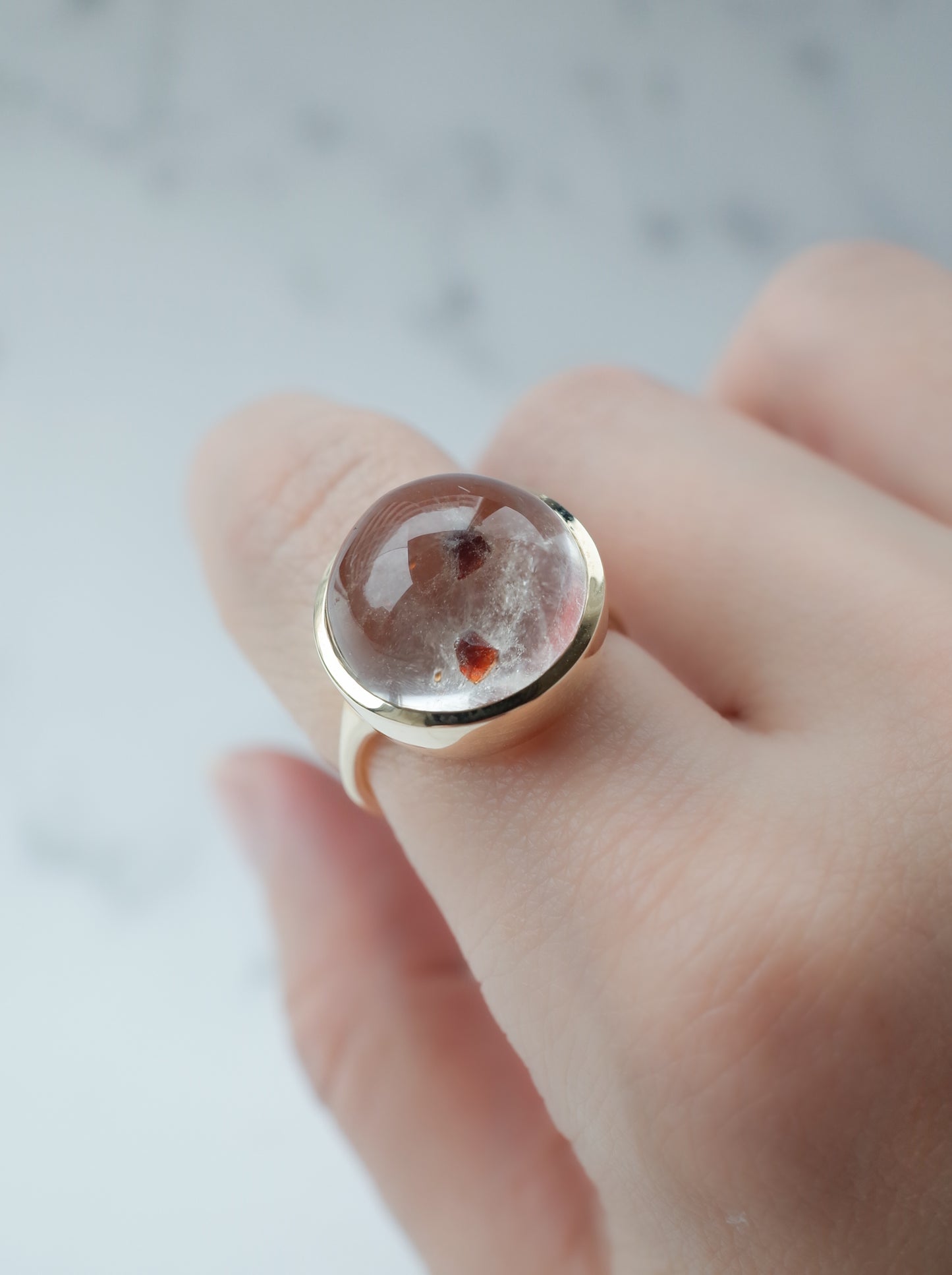 Garnet in Quartz Ring