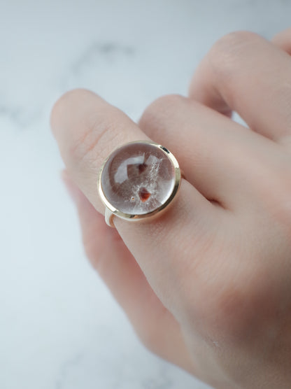 Garnet in Quartz Ring