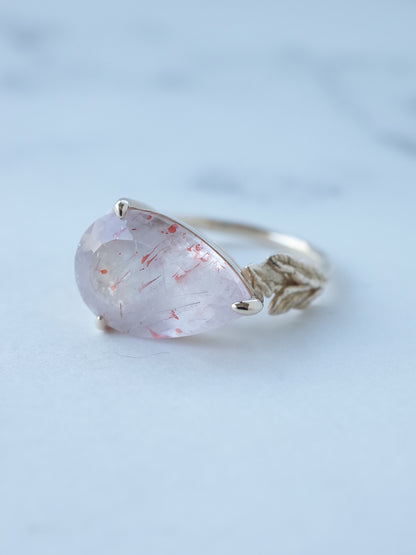Lepidocrocite in Rose Quartz Ring