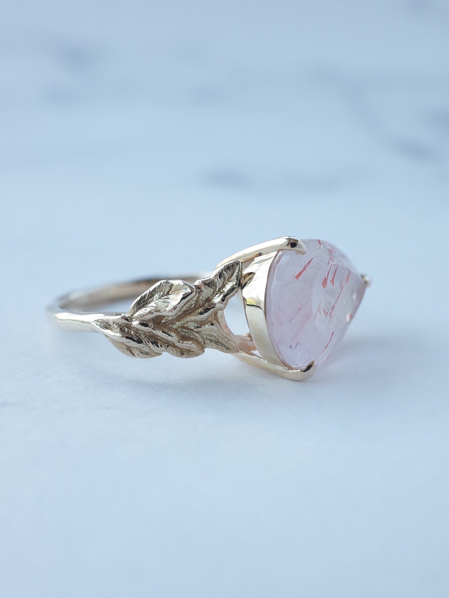 Lepidocrocite in Rose Quartz Ring