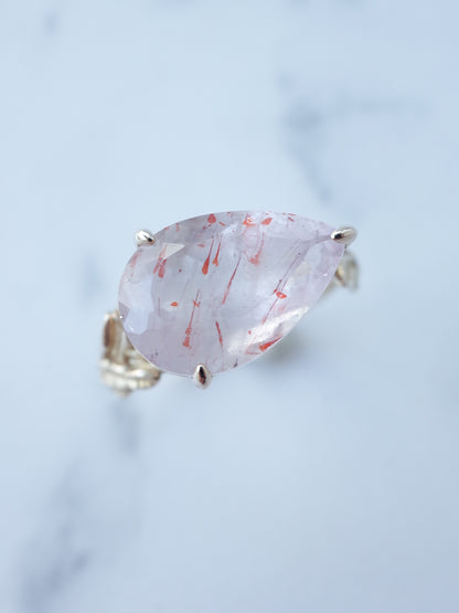 Lepidocrocite in Rose Quartz Ring