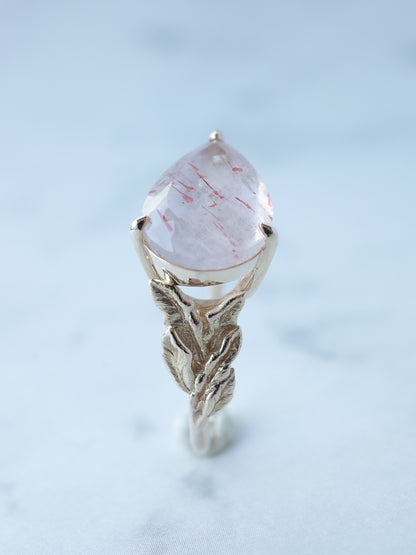 Lepidocrocite in Rose Quartz Ring