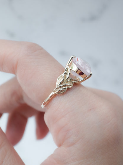 Lepidocrocite in Rose Quartz Ring