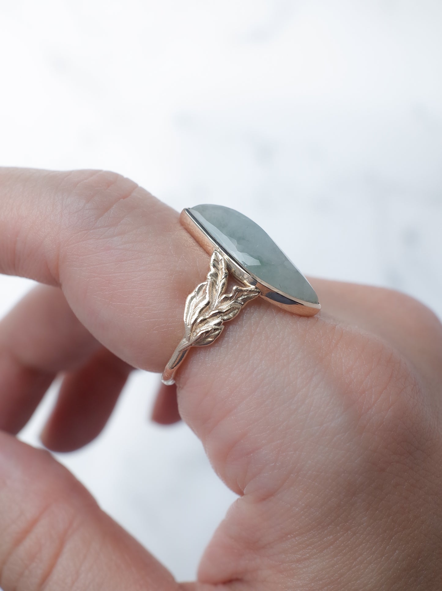 KOMOREBI leaf Jadeite Ring - 1