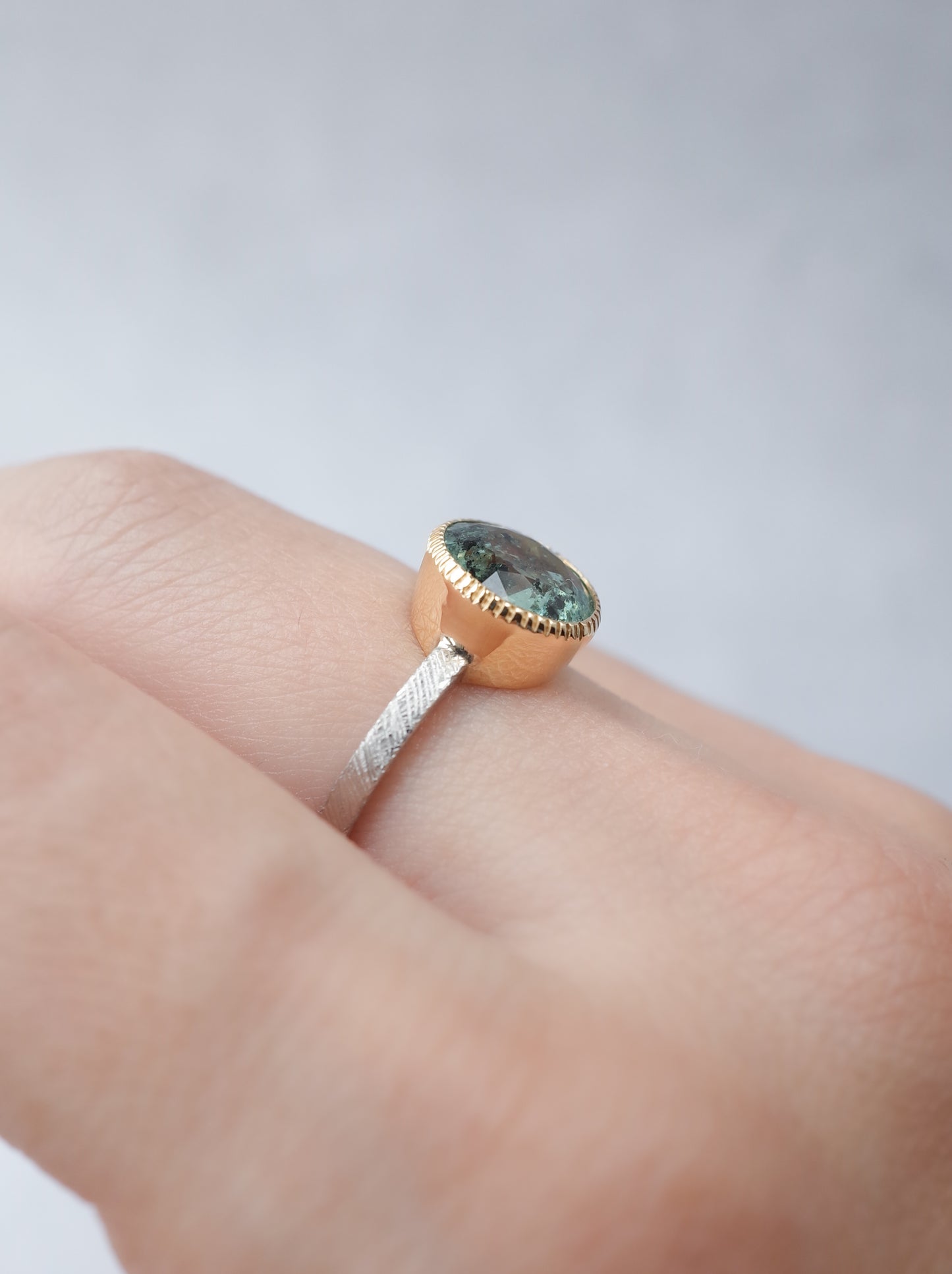 Hematite in Emerald Ring