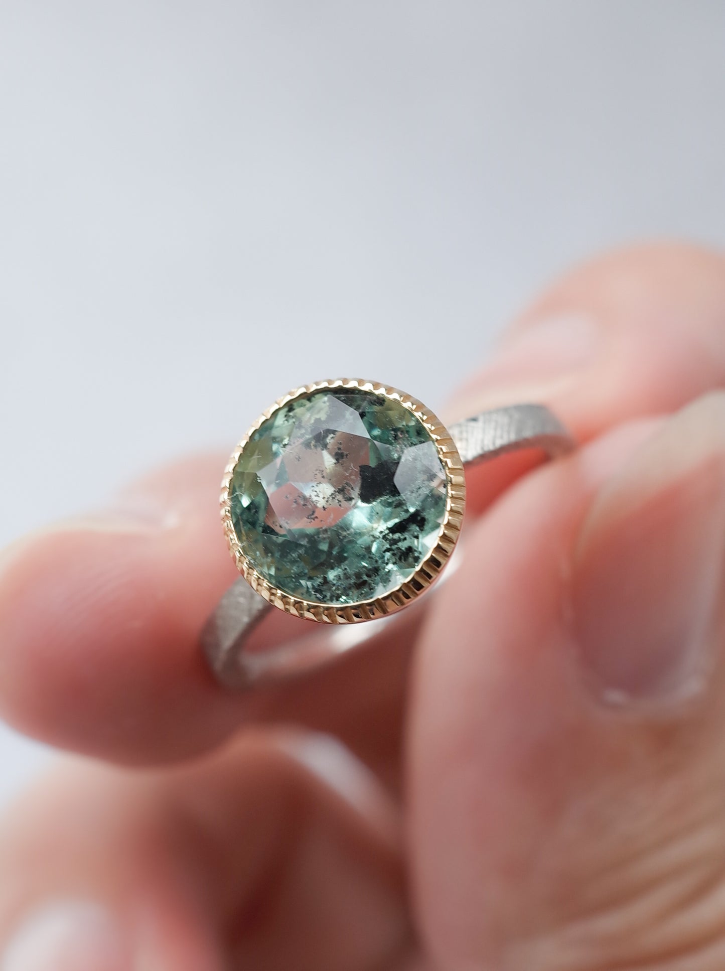 Hematite in Emerald Ring