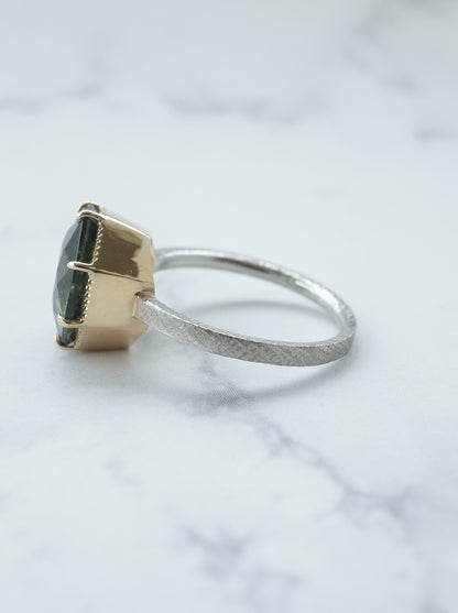 Ludwigite in Peridot Ring - 1