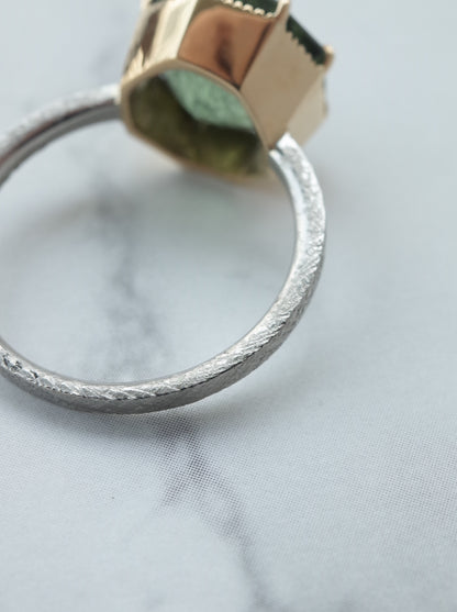 Ludwigite in Peridot Ring - 1